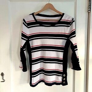Tommy Hilfiger 'Quiet Luxury' Striped Navy and White Women's Top